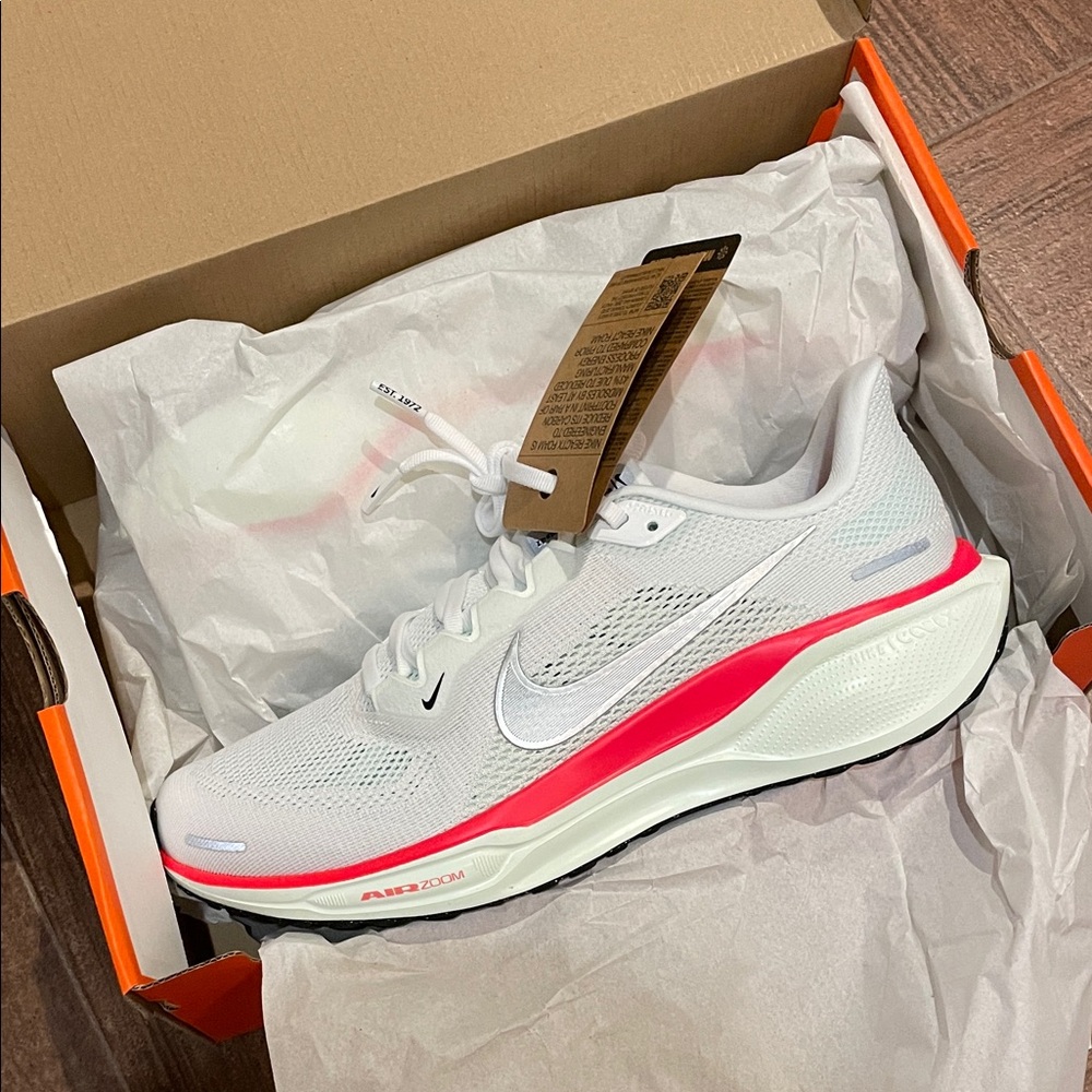 Nike Air Zoom Pegasus 41 Mens 9/Womens 10.5 White/Metallic Silver